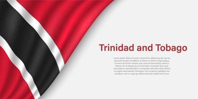 Wave flag of Trinidad and Tobago on white background. vector