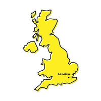 Simple outline map of United Kingdom with capital location vector