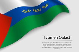 Wave flag of Tyumen Oblast is a region of Russia vector