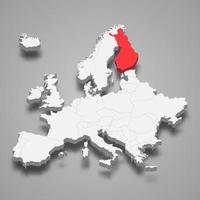 Finlandia país ubicación dentro Europa 3d mapa vector