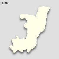 3d isometric map of Congo isolated with shadow vector