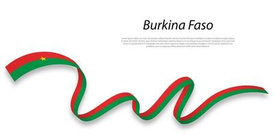 Waving ribbon or banner with flag of Burkina Faso. vector