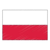 Hand drawn sketch flag of Poland. doodle style icon vector