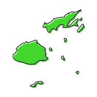 Simple outline map of Fiji. Stylized line design vector