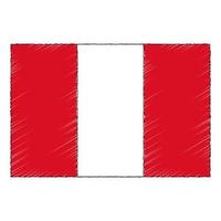 Hand drawn sketch flag of Peru. doodle style icon vector