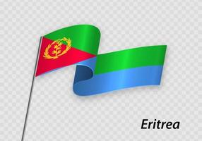 ondulación bandera de eritrea en asta de bandera. modelo para independencia día vector