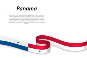 cinta ondeante o pancarta con bandera de panamá vector