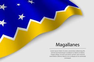 Wave flag of Magallanes is a region of Chile vector