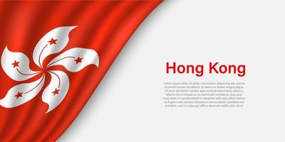Wave flag of Hong Kong on white background. vector