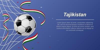 Soccer background with flying ribbons in colors of the flag of Tajikistan vector