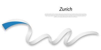 Waving ribbon or stripe with flag of Zurich vector