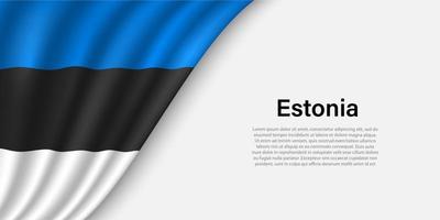 Wave flag of Estonia on white background. vector