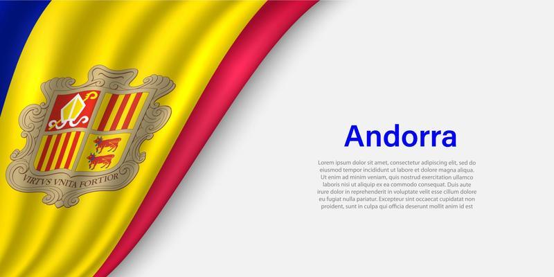 Wave flag of Andorra on white background.