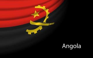 Wave flag of Angola on dark background. vector