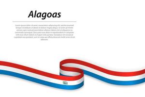 Waving ribbon or banner with flag of Alagoas vector