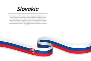 Waving ribbon or banner with flag of Slovakia. Template for inde vector