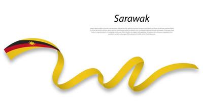 Waving ribbon or stripe with flag of Sarawak vector