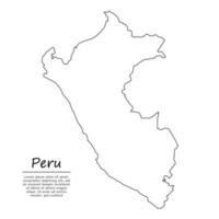 sencillo contorno mapa de Perú, en bosquejo línea estilo vector