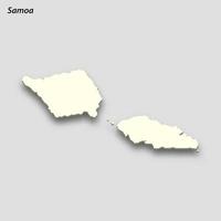 3d isometric map of Samoa isolated with shadow vector