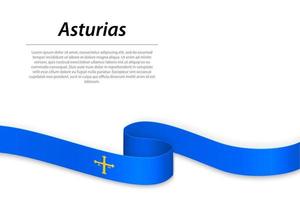 Waving ribbon or banner with flag of Asturias vector