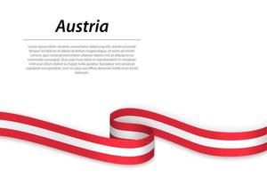 Waving ribbon or banner with flag of Austria. Template for independence day vector