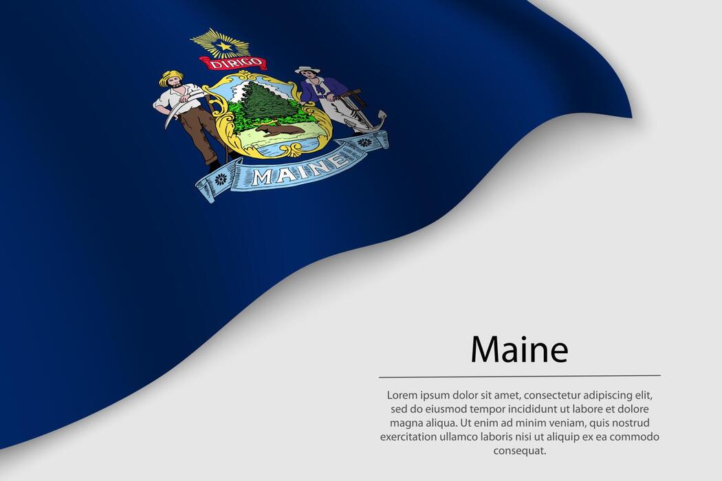 Maine State Emblem Vector Art - Wave Flag Of Maine Is A State Of United States Vector 