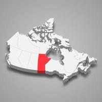 Manitoba region location within Canada 3d map vector