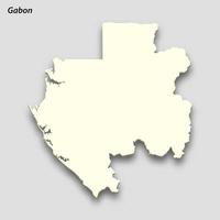 3d isometric map of Gabon isolated with shadow vector