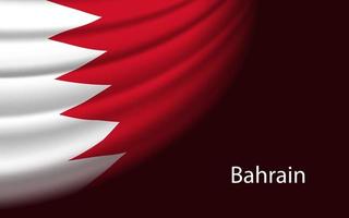 Wave flag of Bahrain on dark background. Banner or ribbon vector