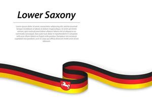 Waving ribbon or banner with flag of Lower Saxony vector