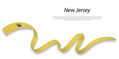 Waving ribbon or stripe with flag of New Jersey vector