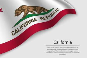 Wave flag of California is a state of United States. vector