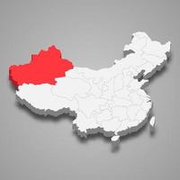 provincia ubicación dentro China 3d mapa modelo para tu diseño vector