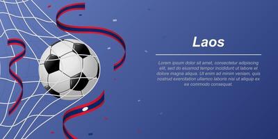 Soccer background with flying ribbons in colors of the flag of Laos vector