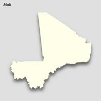 3d isometric map of Mali isolated with shadow vector