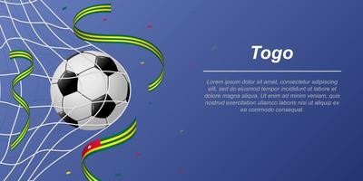 Soccer background with flying ribbons in colors of the flag of Togo vector