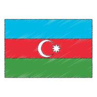 Hand drawn sketch flag of Azerbaijan. doodle style icon vector