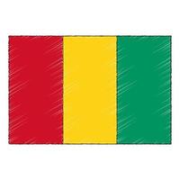 Hand drawn sketch flag of Guinea. doodle style icon vector