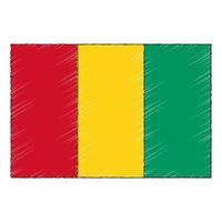 Hand drawn sketch flag of Guinea. doodle style icon vector