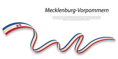 Waving ribbon or stripe with flag of Mecklenburg-Vorpommern vector