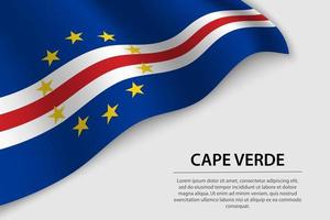 Wave flag of Cape Verde on white background. Banner or ribbon ve vector