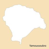 High Quality map of Yamoussoukro is a region of Ivory Coast vector