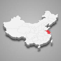 provincia ubicación dentro China 3d mapa modelo para tu diseño vector