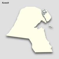 3d isometric map of Kuwait isolated with shadow vector