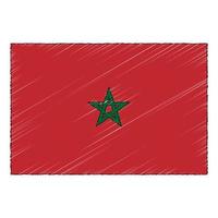 Hand drawn sketch flag of Morocco. doodle style icon vector