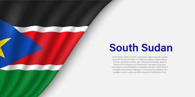 Wave flag of South Sudan on white background. vector