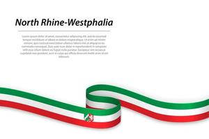 Waving ribbon or banner with flag of North Rhine-Westphalia vector