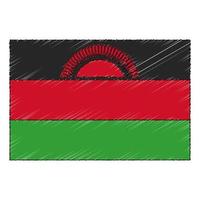 Hand drawn sketch flag of Malawi. doodle style icon vector
