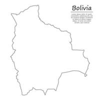 Simple outline map of Bolivia, silhouette in sketch line style vector