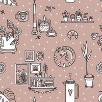 Vector seamless pattern with Hygge concept.